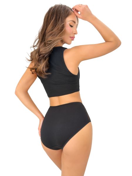 Black high-waisted cotton panties with lace - 272 - 3