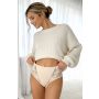 Beige high-waisted cotton panties with lace - 272 - 2