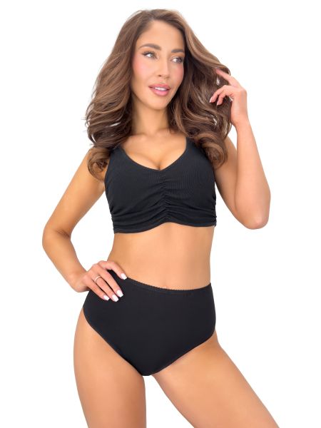 Black high-waisted cotton panties with lace - 273 - 3