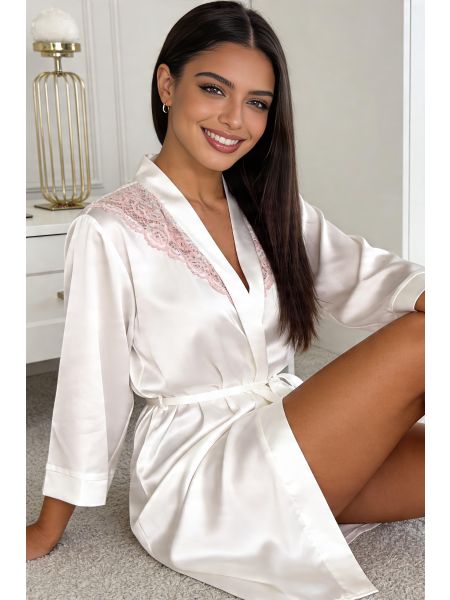 Satin ecru nightgown - Ariela - 2