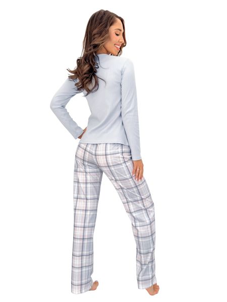 Checkered Cotton Pajamas - Dani long gray - 4