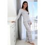 Checkered Cotton Pajamas - Dani long gray - 2