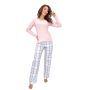 Women`s checkered pajamas - Dani long pink - 3