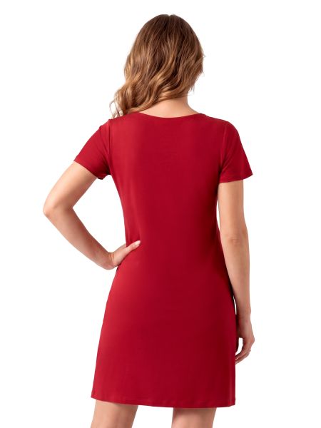 Short-Sleeved Nightdress - Damaris Burgundy - 3
