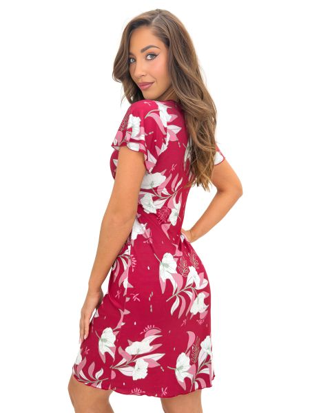 Burgundy Floral Nightdress - Brigitte - 3