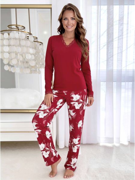 Elegant women`s long-sleeved pajamas - Brigitte Long