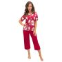 Burgundy women`s viscose pajamas - Brigitte 3/4 - 3