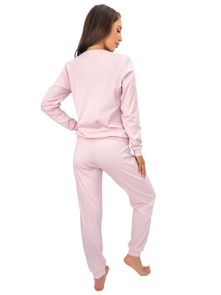 Pink Women`s Cotton Pajamas - Home Long Pink - 3