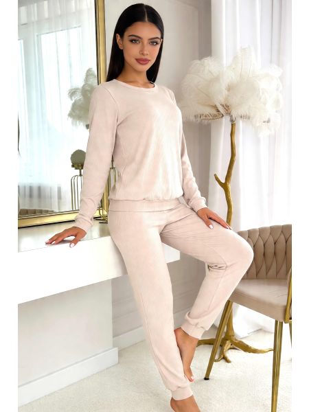Beige Women`s Cotton Pajamas - Home Long Beige