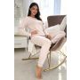 Beige Women`s Cotton Pajamas - Home Long Beige - 3