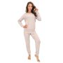 Beige Women`s Cotton Pajamas - Home Long Beige - 4