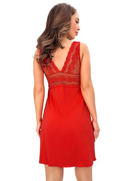 Red Nightdress with Lace - Chantalle Red - 4