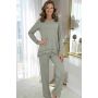Elegant green pajamas with lace - Ramona Long olive - 2