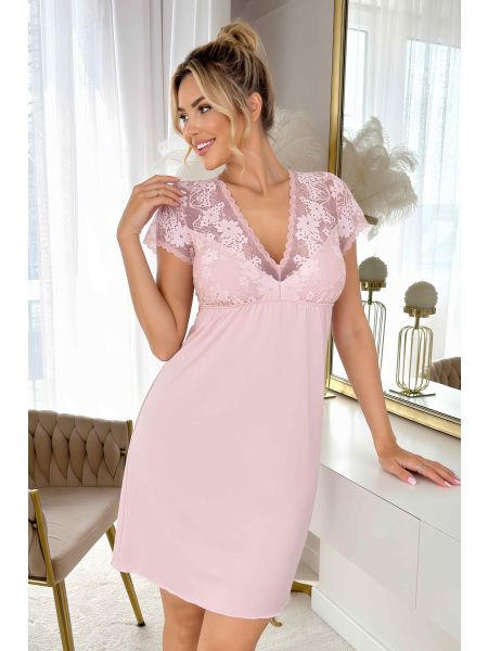 Lace nightdress - Ramona powder pink