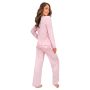 Pink viscose pajamas with lace - Ramona Long Pink - 4