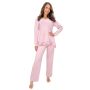 Pink viscose pajamas with lace - Ramona Long Pink - 3