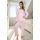Pink viscose pajamas with lace - Ramona Long Pink