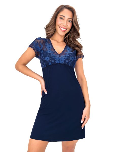 Navy blue viscose nightdress - Ramona dark blue - 2
