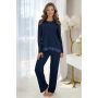 Elegant Long Navy Blue Pajamas - Ramona long dark blue - 2