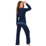 Elegant Long Navy Blue Pajamas - Ramona long dark blue - 4