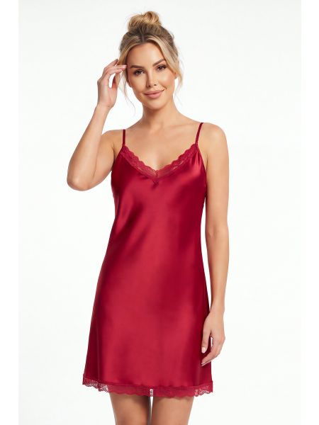 Burgundy Satin Nightdress - Tiffani Burgundy - 2