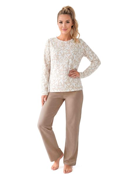 Beige Women`s Long-Sleeve Pajamas - Adore Long Beige - 2