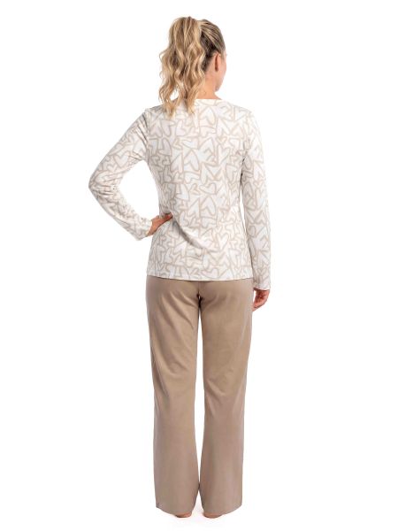 Beige Women`s Long-Sleeve Pajamas - Adore Long Beige - 3