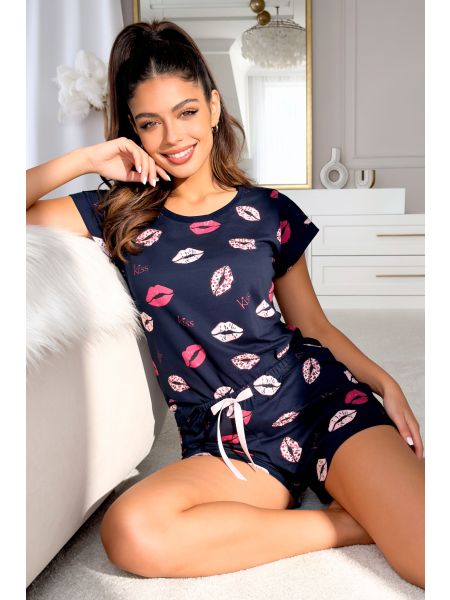 Women`s Cotton Pajamas - Kiss Short - 2