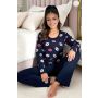 Long navy blue cotton pajamas - Kiss Long Dark Blue - 2