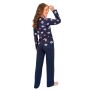 Long navy blue cotton pajamas - Kiss Long Dark Blue - 4