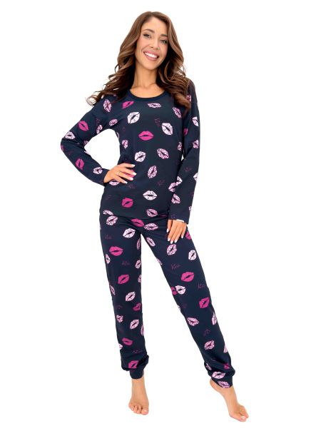 Women`s Long-Sleeved Pajamas - Kiss Long - 2
