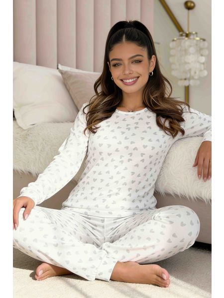 Women`s Heart-Print Pajamas - Love Long