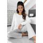 Women`s Cotton Pajamas with Hearts - Love Long Gray - 2