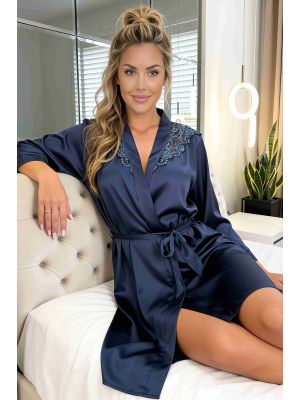 Mela dark blue dressing-gown