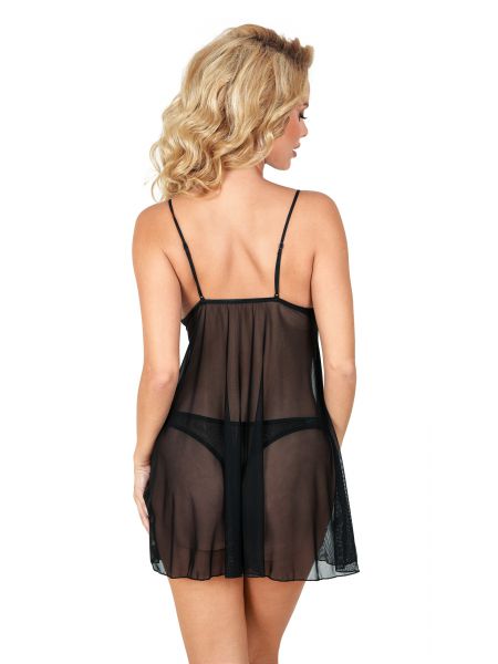 Mia black - babydoll + string - 2