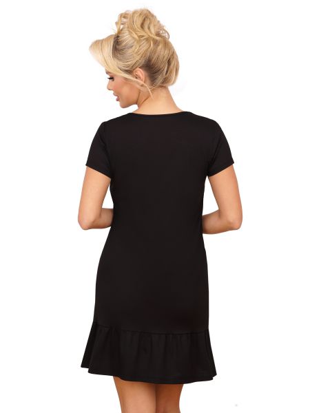 Cotton nightdress with frill - Pantera black - 2