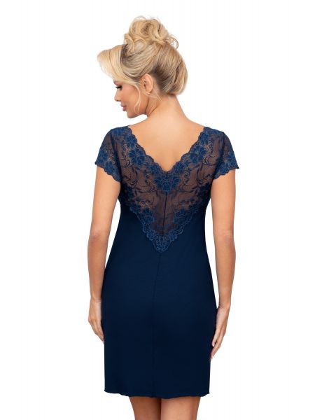 Elegant nightdress with lace - Ismena dark blue - 2