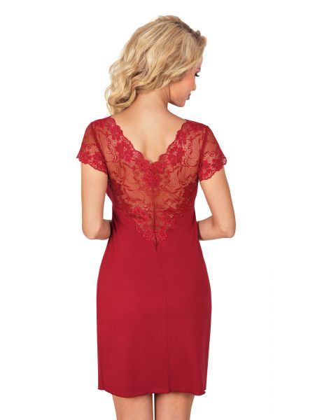 Elegant nightdress with lace - Ismena burgundy - 2