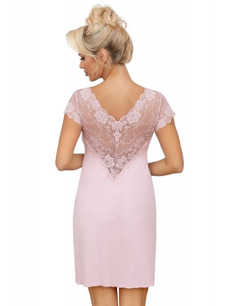 Elegant nightdress with lace - Ismena powder pink - 2