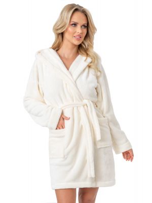 Women's winter dressing gown - 101 ecru
