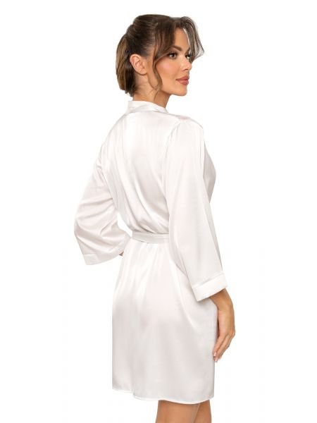 Satin dressing gown with lace - Mari ecru - 3