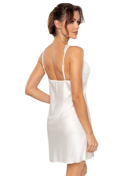 Satin nightdress with lace - Mari ecru - 3