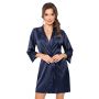 Satin dressing gown with lace - Mari dark blue - 3