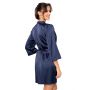 Satin dressing gown with lace - Mari dark blue - 4