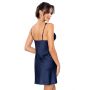 Satin nightdress with lace - Mari navy blue - 4