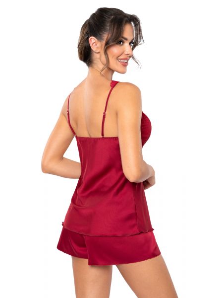 Satin pajamas with lace - Mari 1/2 burgundy - 3