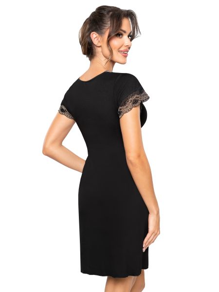Black nightdress with lace sleeves - Hana - 2