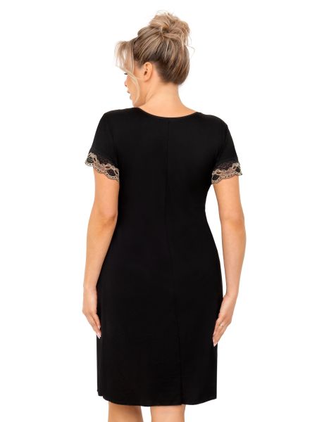 Black plus size nightdress with lace - Hana - 2