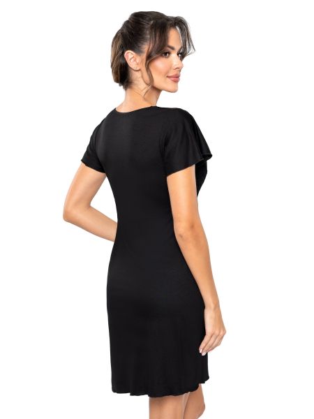 Elegant short-sleeved nightdress – Luiza black - 3