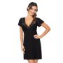 Elegant short-sleeved nightdress – Luiza black - 3